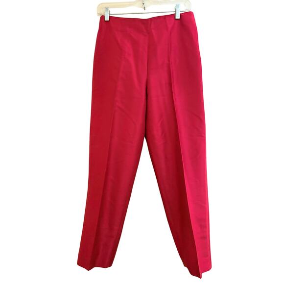 INC International Concepts Red 100% Silk Straight Leg Dress Pants Women's S - Picture 1 of 4